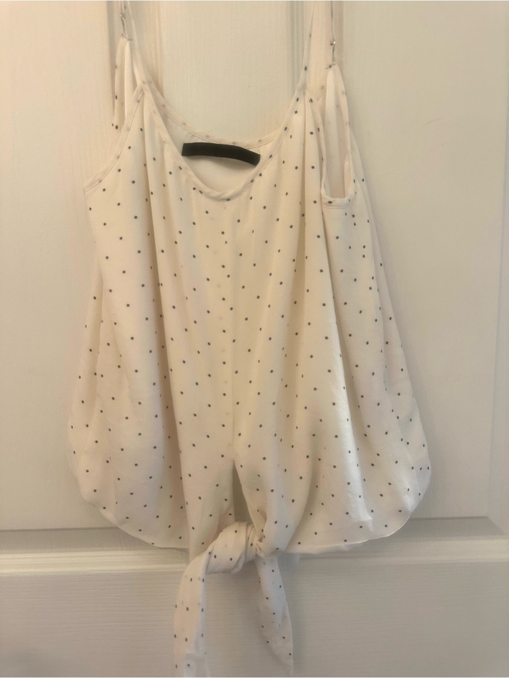 Jenni Kayne Cream Polka Dot Tie-Hem Tank Top